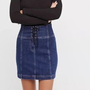 Free People Modern Femme Denim Corset Mini Skirt